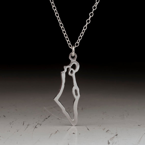5PCS Asian Country Map Israel Palestine Necklace Outline Jewish Judaica Jerusalem Hebrew Passover Holy land Necklaces for Keepsake Souvenir Mitzvah