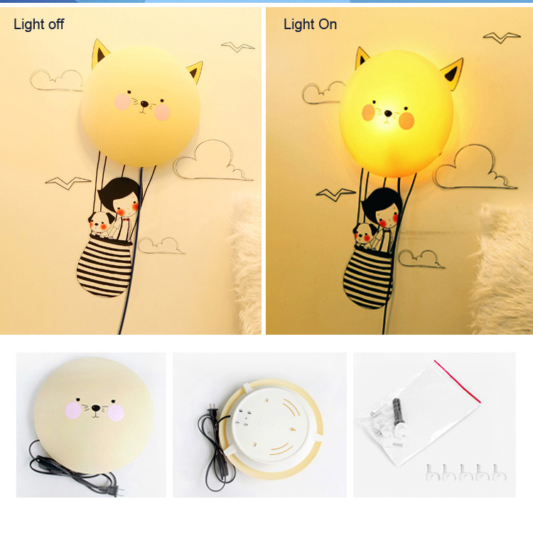 Modern 3D Cartoon Kid's Bedroom Wall Light Original Design Sticker Wall Lamp Bedsides Cute Corridor Study Room Wall Sconce