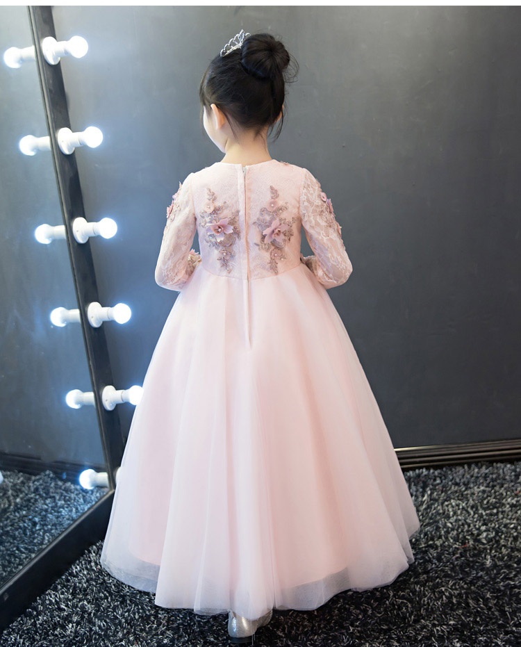 New Arrival Pink Tulle Exquisite Lace Flower Girl Dress Ankle Length Baptism Party Prom Princess dress Girls Wedding Birthday Gown