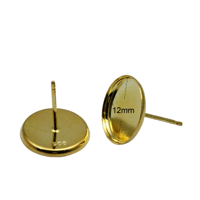 Beadsnice 925 sterling silver stud earring round bezel post earrings stud setting of top quality handmade jewelry accessories ID26463 27064