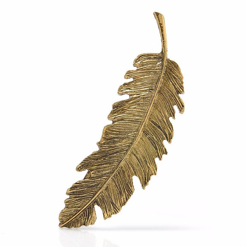 Women Leaf Feather Hair Clip Hairpin Barrette Bobby Pins Hair Accessories Bronze #R46