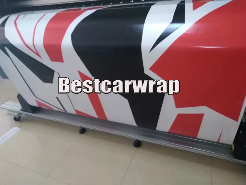 Large Red White black Pixel Camo VINYL Full Car Wrap Camouflage Covering For truck boat foil graphic size 1.52 x 30m/5x98ft