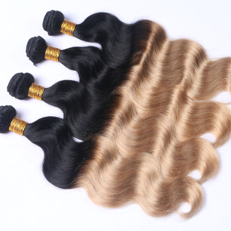 Dark Root Ombre Strawberry Blonde Two Tone 1b 27 Color Blonde Human Hair Weft Bundles Ombre Hair Weaves