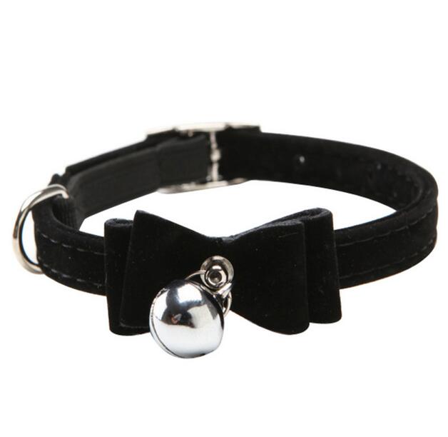 Safety Elastic Pet Cat Collar Velvet Bow Tie Kitten Dog Collars Neck Chain With Bells Pets Supplies G483
