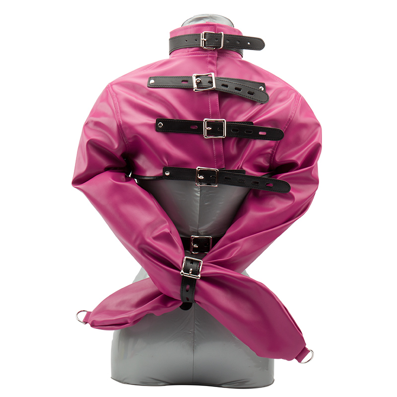 Fetish Erotic PU Leather Strait Jacket, Open Breast Straitjacket Bondage Restraints Harness Adult Games Sex Toys for Couples 0701