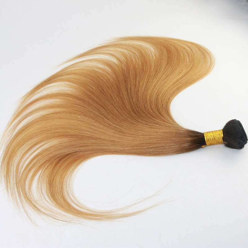 Color 1B/27 Strawberry Blond Hair Weaves Brazilian Straight Human Hair Extensions 100G/Piece Remy Hair Bundles