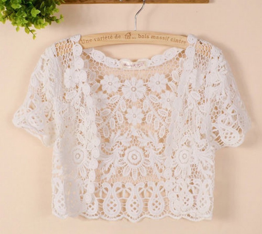 New Fashion Formal Pageant Women Short Sleeve Shrug Bolero Lace Wedding Bridal Cape Jacket Elegant Cape