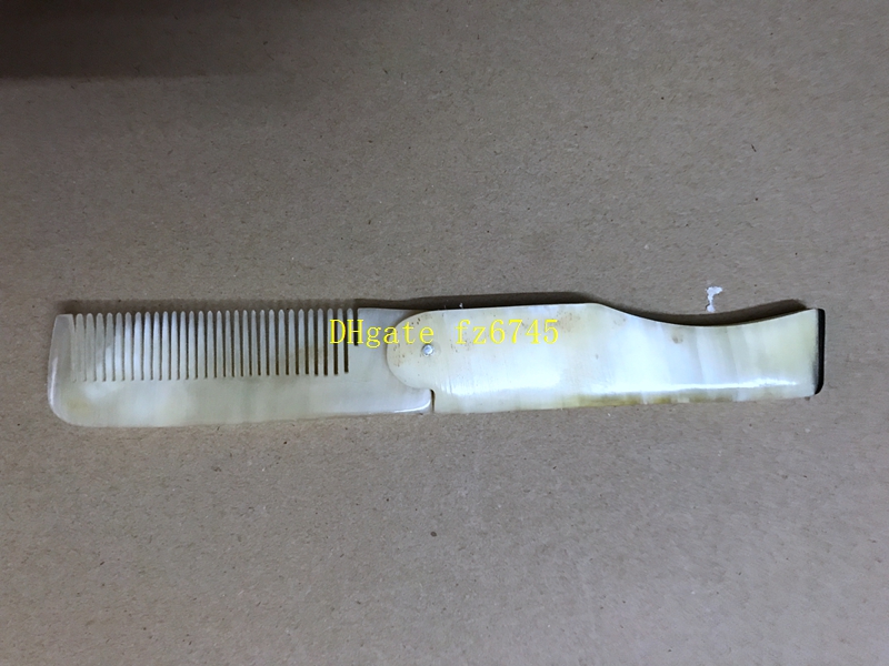 50pcs/lot Fast shipping Foldable Horn comb Portable Folding Comb Anti-Static Hairbrush Handmade Natural Ox Horn Combs