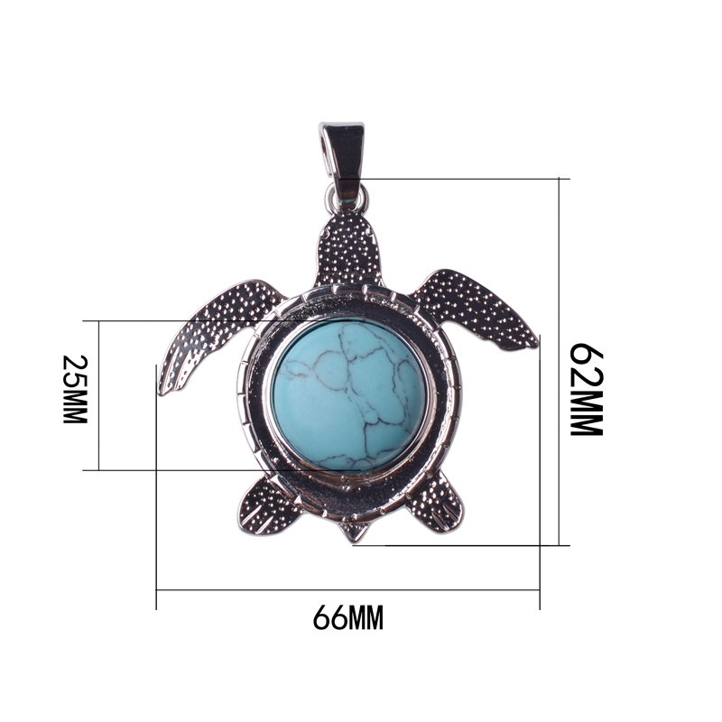 12pc/set 2018 Hot natural stone stainless steel turtle chakra pendant turquoise men and women trendy jewelry natural stone pendant for gift