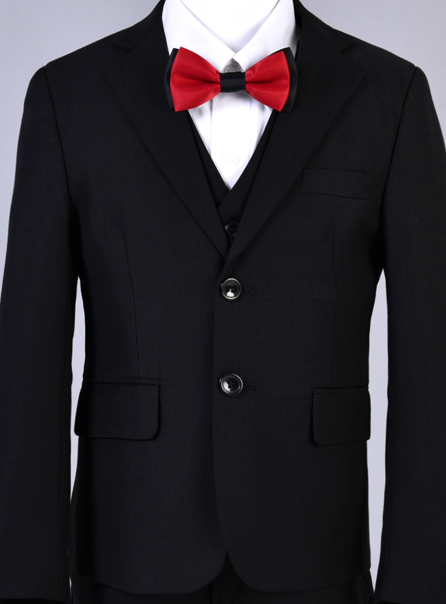Cheap Boys Suits For Weddings Black Boy Suit Five Piece Suit Formal Party Bow Tie Pants Vest Shirt Kids Wedding Suits Free Shipping In Stock