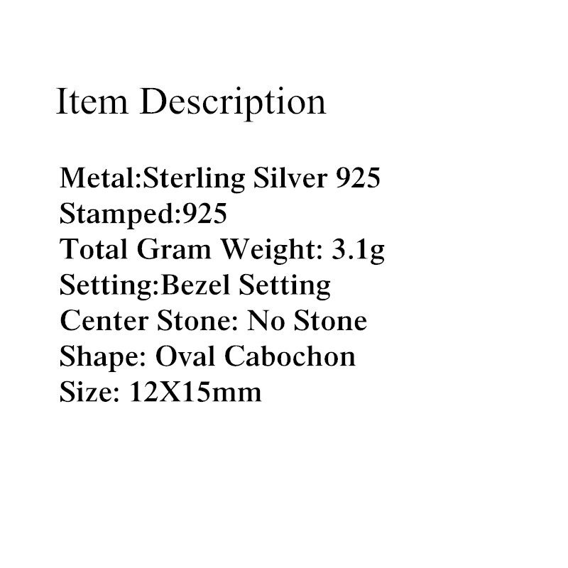 Art Deco Fine Silver 925 Sterling Silver Pendant Setting 12X15mm Oval Cabochon Semi Mount Setting Jewelry