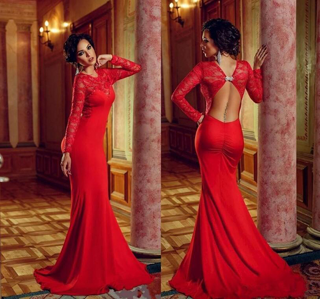 2018 Backless Red Formal Dresses Evening Party Wear Illusion Long Sleeves Sheer Neck Mermaid Chiffon Floor length Prom Dress Cheap, Ivory
2018 Backless Red Formal Dresses Evening Party Wear Illusion Long Sleeves Sheer Neck Mermaid Chiffon Floor length Prom Dress Cheap, Ivory