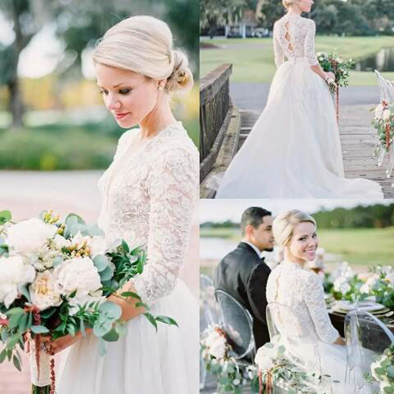 Country Beach Wedding Dress A Line V Neck Illusion Lace Sleeves Cut Out Hollow Back Tulle Skirt Bridal Gowns Cheap Custom Made, Champagne
Country Beach Wedding Dress A Line V Neck Illusion Lace Sleeves Cut Out Hollow Back Tulle Skirt Bridal Gowns Cheap Custom Made, Champagne