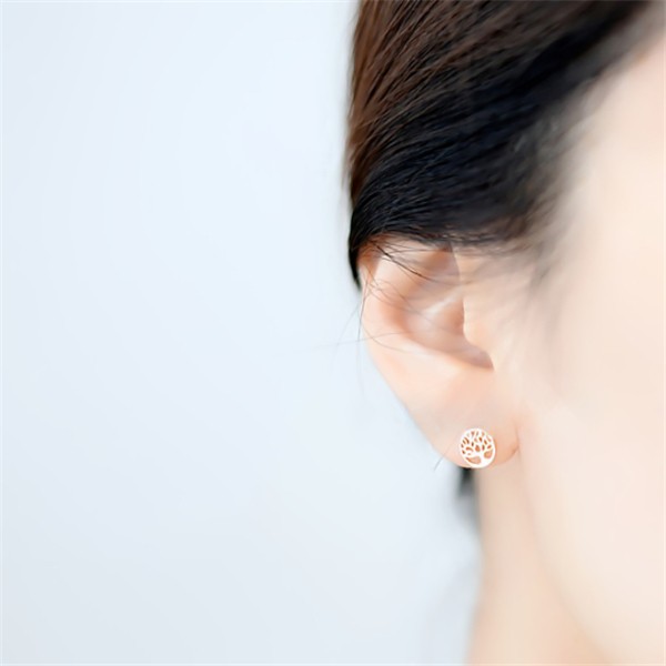 10Pair Simple Family Tree of Life Earring Round Circle Christmas Plant Tree Stud Earring Palm Prata Chakra Tree Earrings