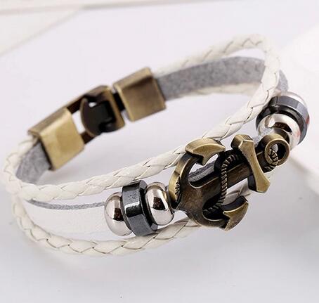 Punk new leather bracelet factory direct alloy anchor anchor leather bracelet