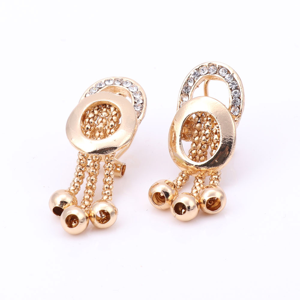 Fashion New Tassel Jewelry Sets Necklace Earrings Bracelet Ring Dubai Gold Plated Crystal African Beads Jewelry Sets