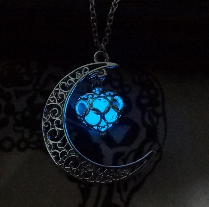 High quality Star Moon Time Night Lights Necklace Luminous Love Pendant Female WFN150 (with chain) mix order 20 pieces a lot
