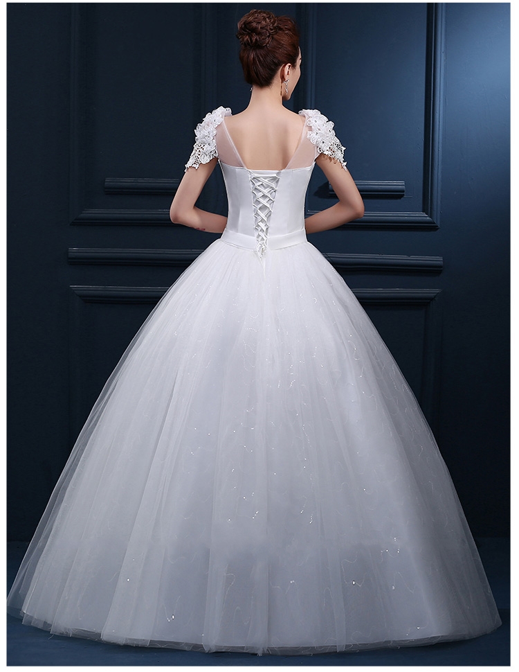 Cheap Lace Ivory Wedding Dresses Under 100 In Stock V Neck Floor Length Beaded Lace Up Cap Sleeve Backless Applique Bridal Gowns