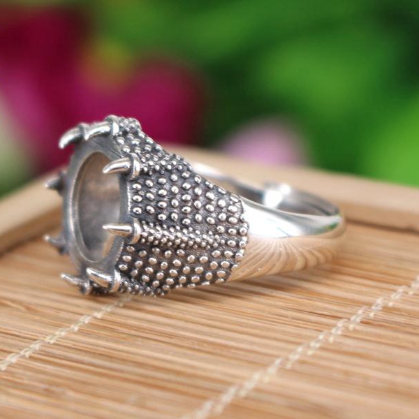 Art Nouveau Art Deco Vintage Antique Retro 925 Sterling Silver Semi Mount Ring Setting 13x13mm Round Cabochon Fine Silver Men Jewelry