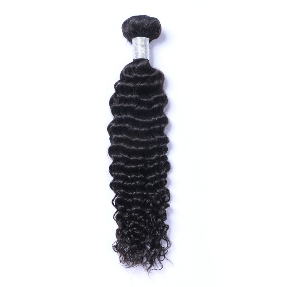 Brazilian Human Remy Virgin Deep Wave Weaves Hair Extensions Natural Color 100G/Bundle Double Wefts 3Bundles/Lot