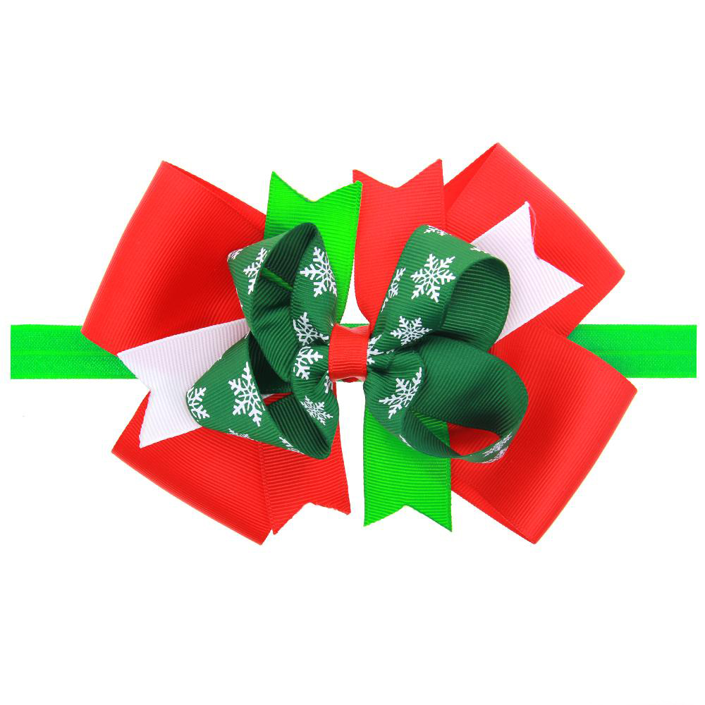 Baby Headbands Bow Girls Christmas Boutique Hair Accessories Kids Flower Elastic Headband Children Snowman Ribbon Bow Hairbands