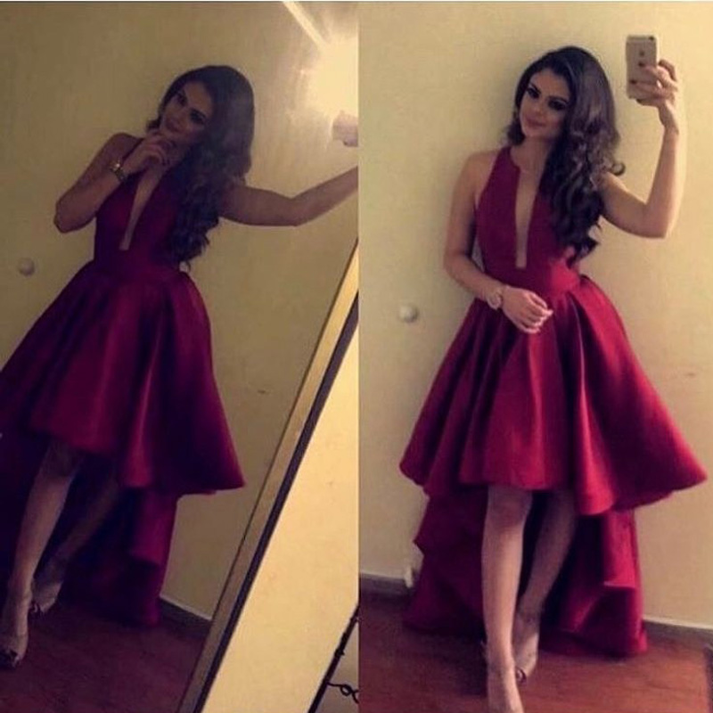 O-Neck Burgundy High Low Evening Dresses A-Line Sheer Front with Tulle Elegant African Prom Dresses Satin Evening Gowns robe soiree femme, Brown
O-Neck Burgundy High Low Evening Dresses A-Line Sheer Front with Tulle Elegant African Prom Dresses Satin Evening Gowns robe soiree femme, Brown