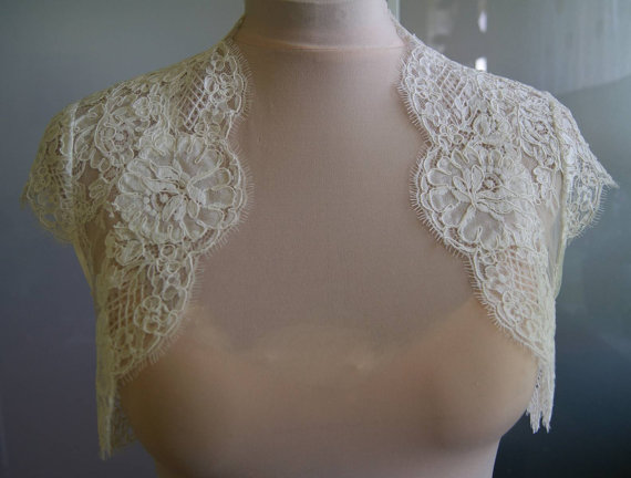 Ivory Lace Wedding Shawls With Cap Sleeves Bridal Bolero Custom Made Wedding Wraps Shrugs For Dress Cape
