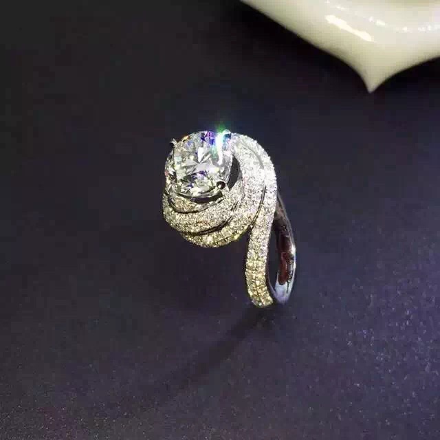 Pave Luxury Jewelry Creative spin 925 Sterling Silver Gemstones White Topaz CZ Diamond Wedding Engagement Finger Ring for Women Gift Sz5-11
