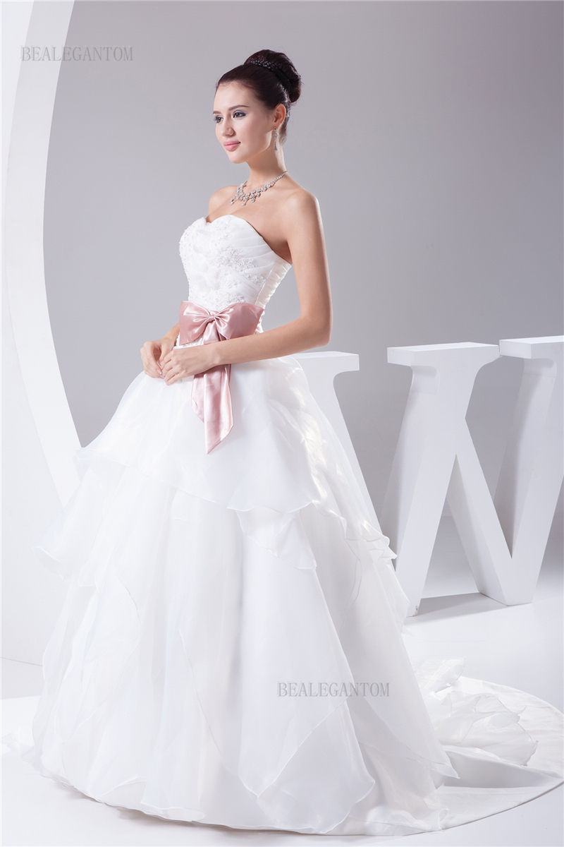 real photo sweetheart lace ball gown wedding dresses organza appliques beaded cheap lace up plus size bridal gowns bm47