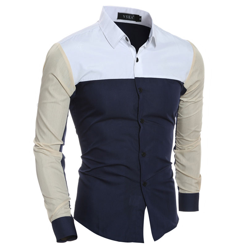 Wholesale- 2016 Vintage Contrast color Patchwork Mens Dress Shirts Long sleeve Slim Fit Casual Social Camisas Masculinas Man Chemise homme, Black
Wholesale- 2016 Vintage Contrast color Patchwork Mens Dress Shirts Long sleeve Slim Fit Casual Social Camisas Masculinas Man Chemise homme, Black