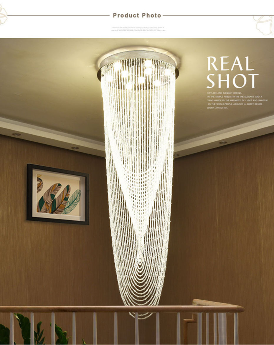 Modern Crystal Chandelier Lighting Stair Chandeliers LED Ceiling Pendant light fixtures for Hotels Stairs Villas decoration