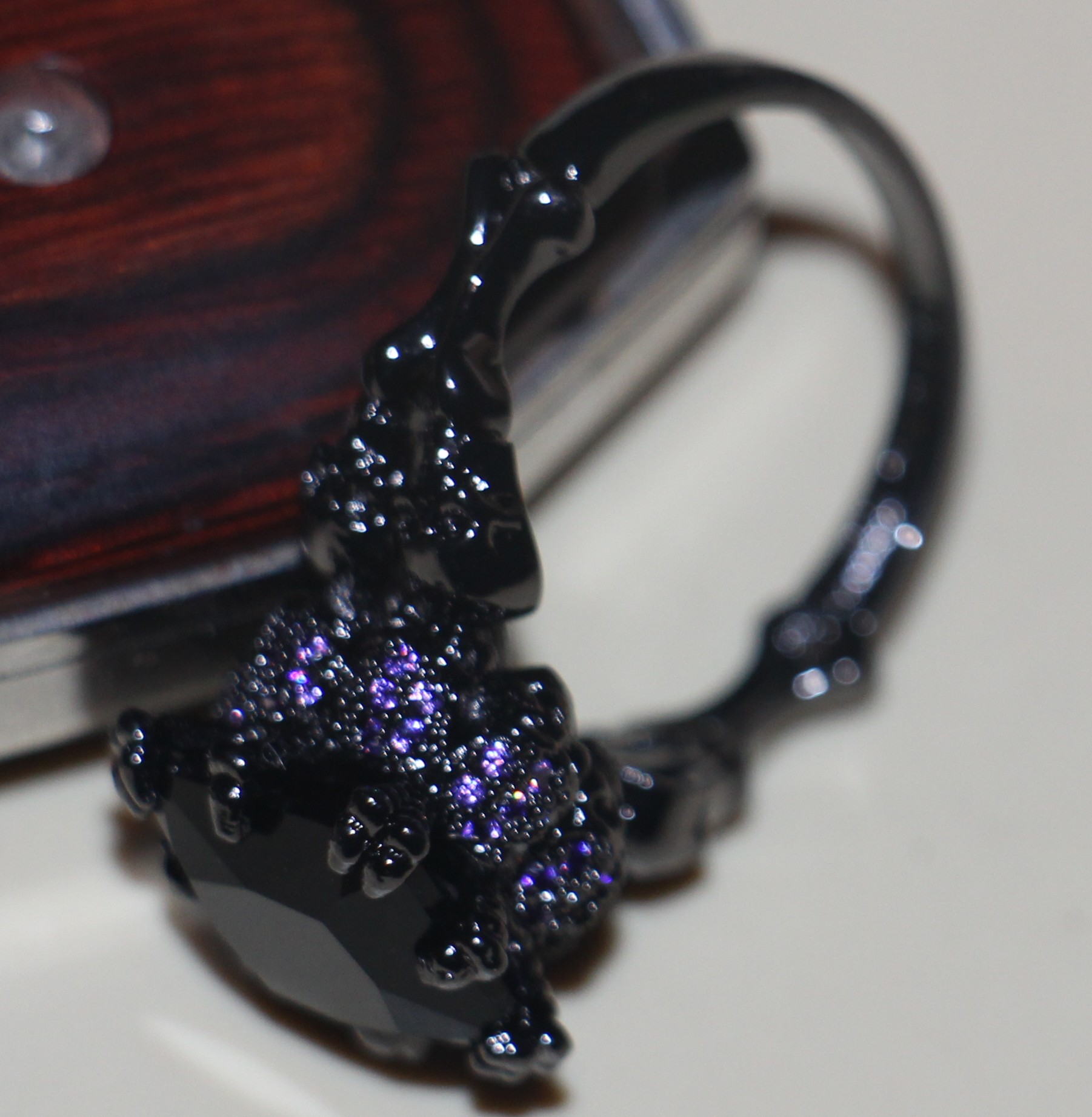 Size 5-11 Retro New Women Fashion Jewelry 10KT Black Gold Filled Amethyst Simulated Diamond Sapphire Wedding Women Band Skull Ring Gift