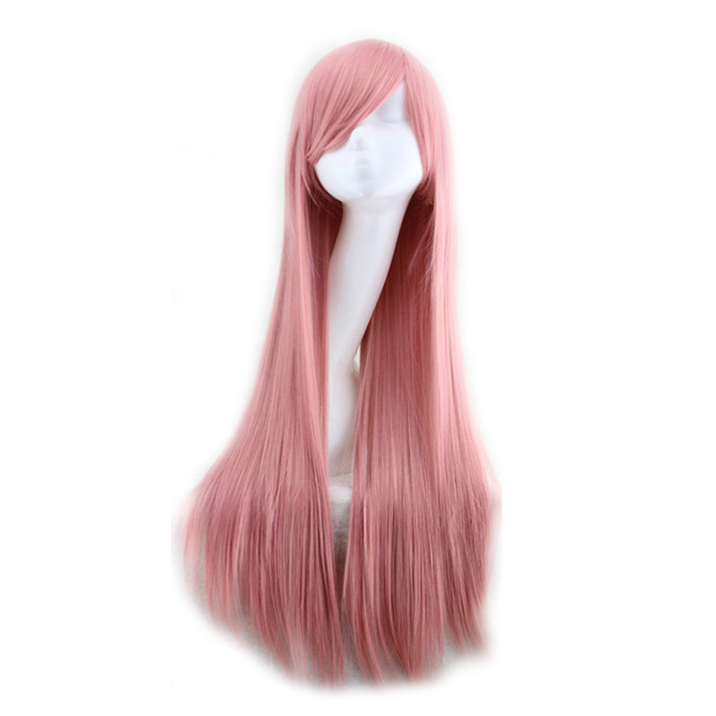 WoodFestival 80cm fiber wigs for women blonde black pink blue yellow navy long straight wig cosplay synthetic hair