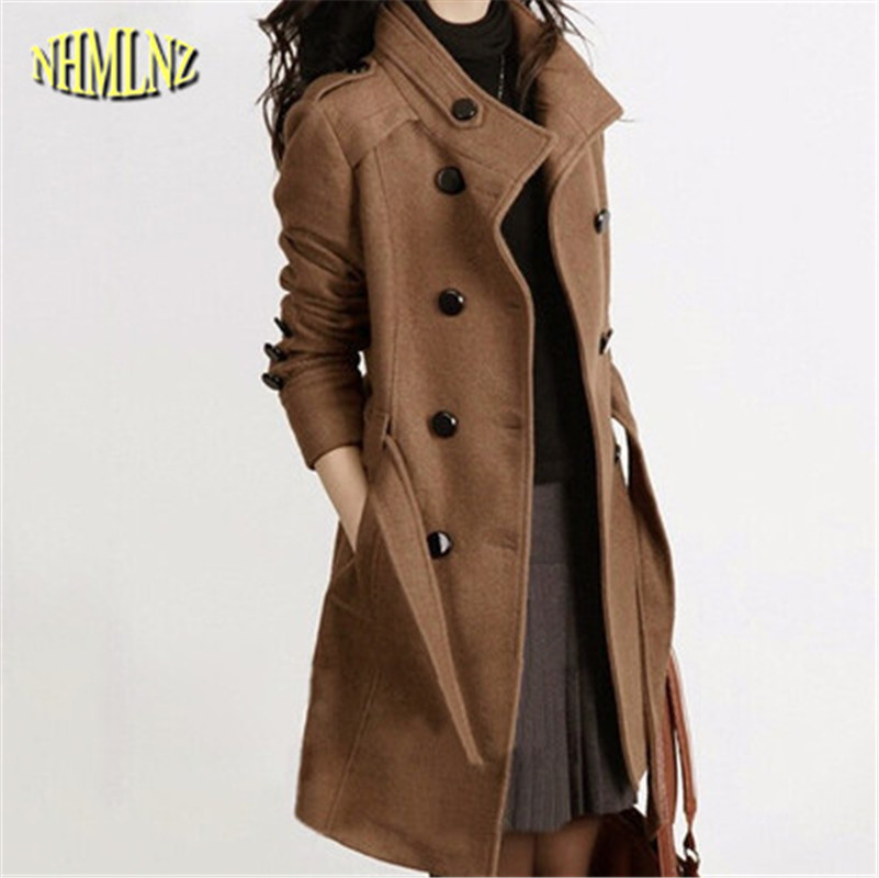 Wholesale- 2017 Women Autumn And Winter New Fashion Coat Solid color Slim Long-sleeved Double-breasted Medium long Woolen Coat Women WXY197, Brown
Wholesale- 2017 Women Autumn And Winter New Fashion Coat Solid color Slim Long-sleeved Double-breasted Medium long Woolen Coat Women WXY197, Brown