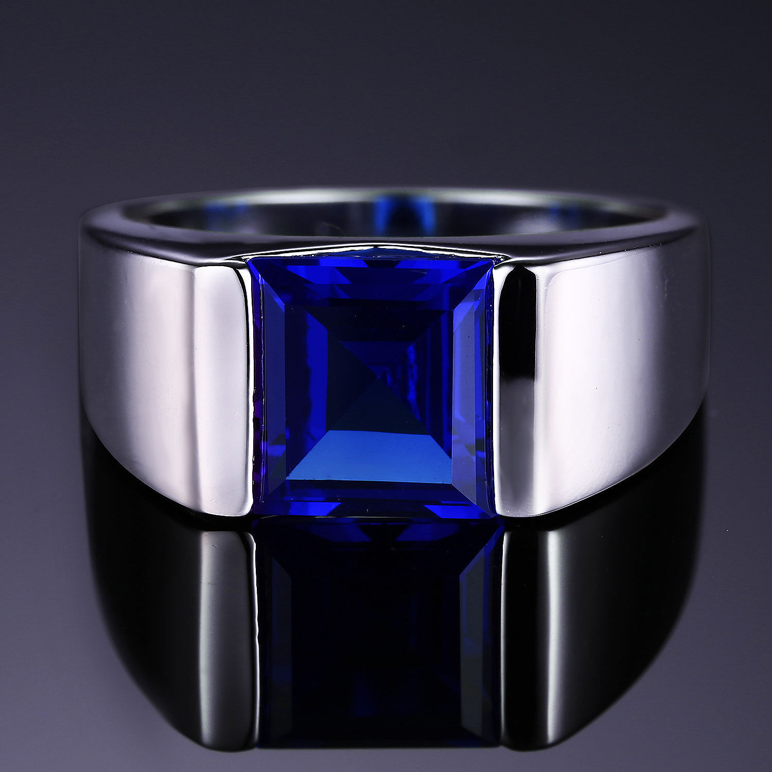 Victoria Wieck Fashion Jewelry Solitaire Blue Sapphire Gemstones 925 Sterling Silver Simulated Diamond CZ Wedding Men Band Ring Gift SZ8-12