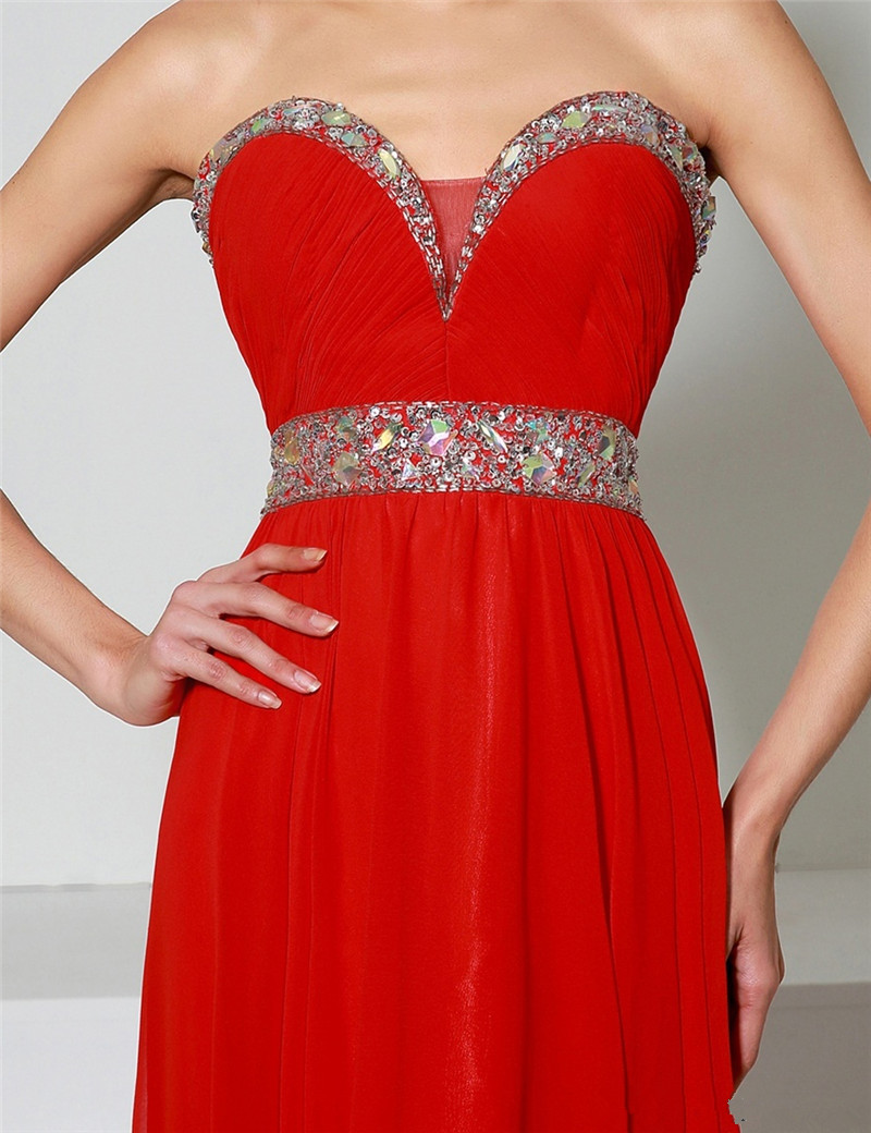 Sweetheart Crystal A-Line Formal Evening Dresses With Sequined Chiffon Floor-Length Plus Size Prom Party Celebrity Gowns BE17