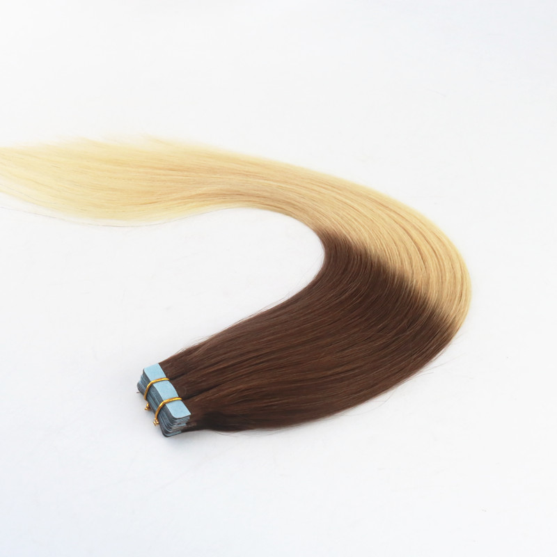 Ombre Color #4#613 Tape in Human Hair Extensions Seamless Virgin Human Hair Skin Weft Slik Straight Tape on Extension 100g Per Piece
