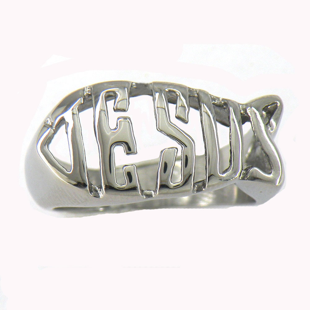 FANSSTEEL stainless steel vintage mens or wemens jewelry SIGNET FISH SHAPE JESUS CHRIST RING LETTERS RING 11W16, Silver
FANSSTEEL stainless steel vintage mens or wemens jewelry SIGNET FISH SHAPE JESUS CHRIST RING LETTERS RING 11W16, Silver