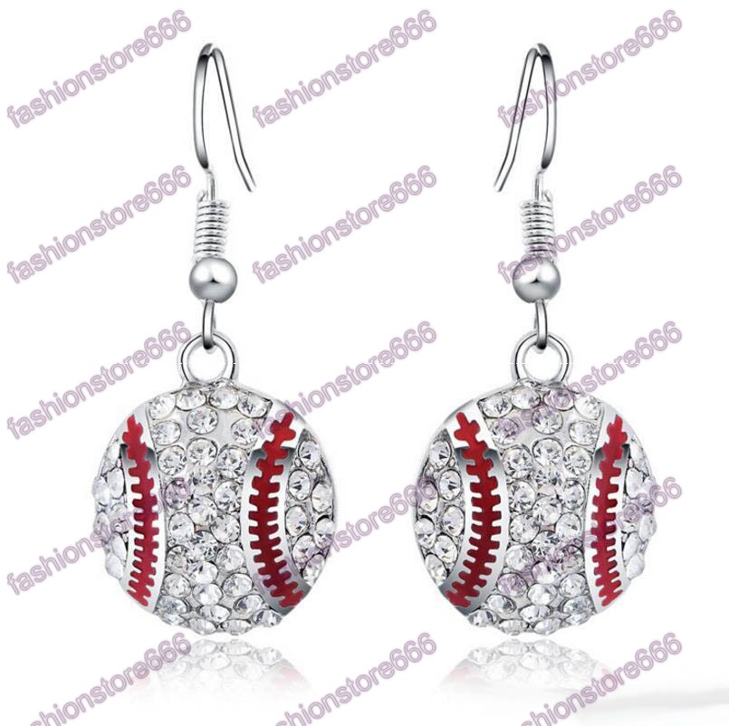 Crystal Baseball Pendant Dangle Earrings Fashion Sports Jewelry Best Friend Gift For Team Club Base Ball Lovers