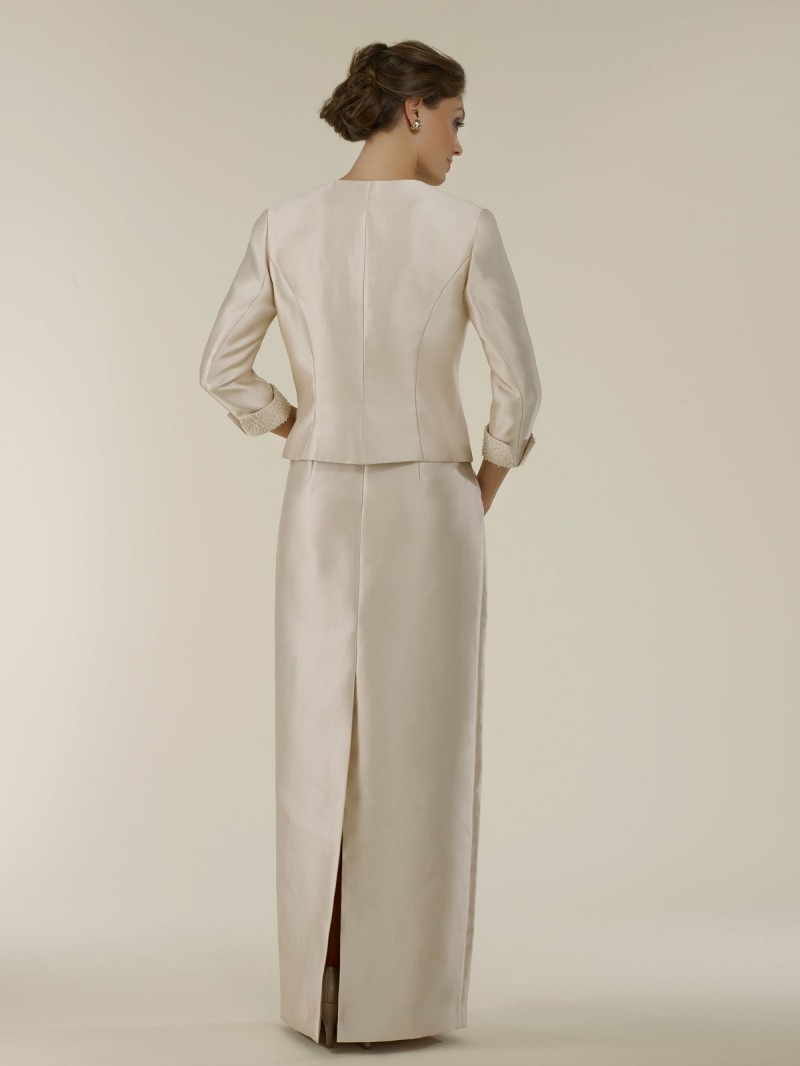 Mother Of Bride Dresses With Jacket Long Sleeves Delicate Sash Mother Of The Bride Floor Length Party Prom Dresses