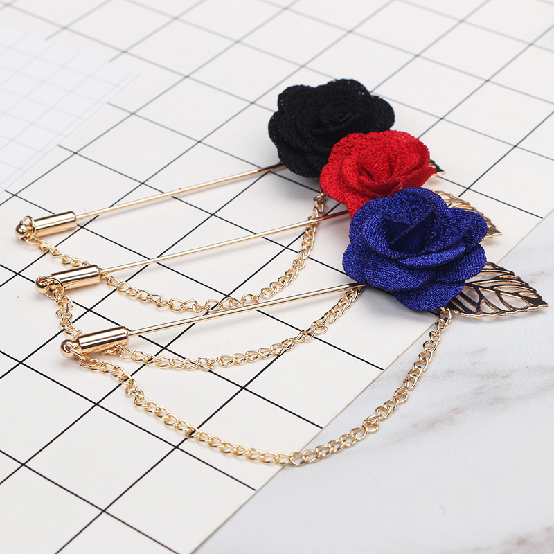 Wholesale- Trendy Handmade Flower Brooch Lapel Pins for Women Men Suit Boutonniere Button Stick Brooches Wedding Party Jewelry 3651