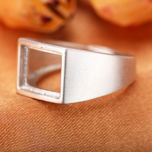 Fine Silver 925 Sterling Silver Engagement Wedding Ring For Women & Men 7x9mm/8x10mm/9x11mm/10x14mm Princess Cabochon Semi Mount Jewelry