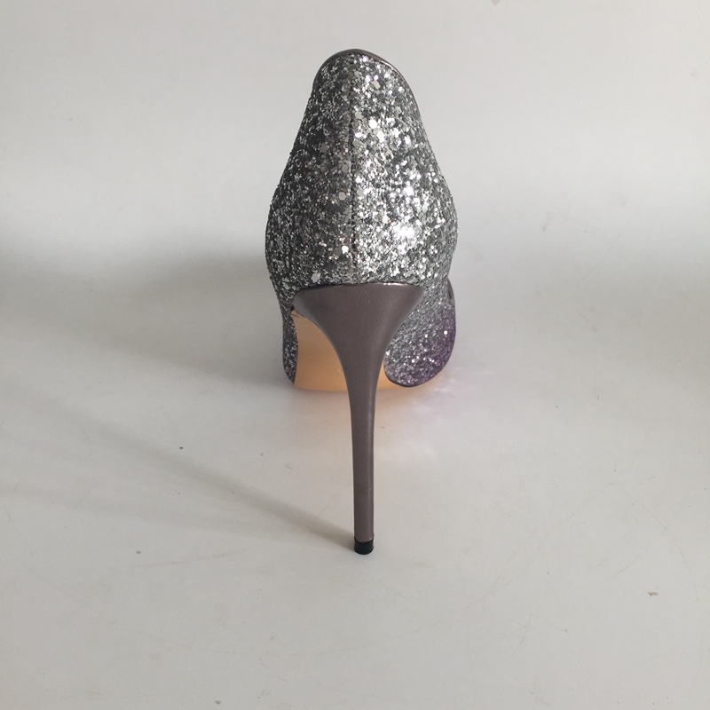 Silver Purple Glitter Wedding Shoes Pointed Toe Stilettos High Heels Slip On Pump Heels Plus Size EU34-46 Summer Bridal Shoes Pumps