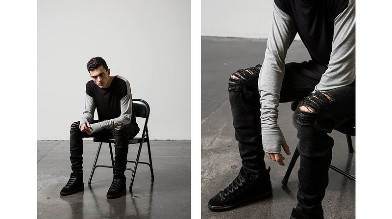 Men's Jeans Fashion Male Straight Slim Fit Biker Pants Distressed Skinny Ripped Destroyed Denim Washed Hip hop Trousers Black