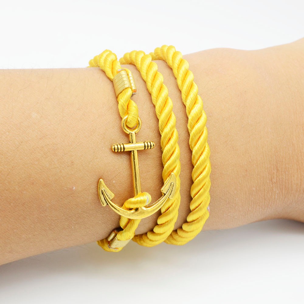 Wholesale-2016 Navy DIY wind anchor ancient bracelet tom hope gold -plated wound multilayer woven leather bracelets for women men jewelry