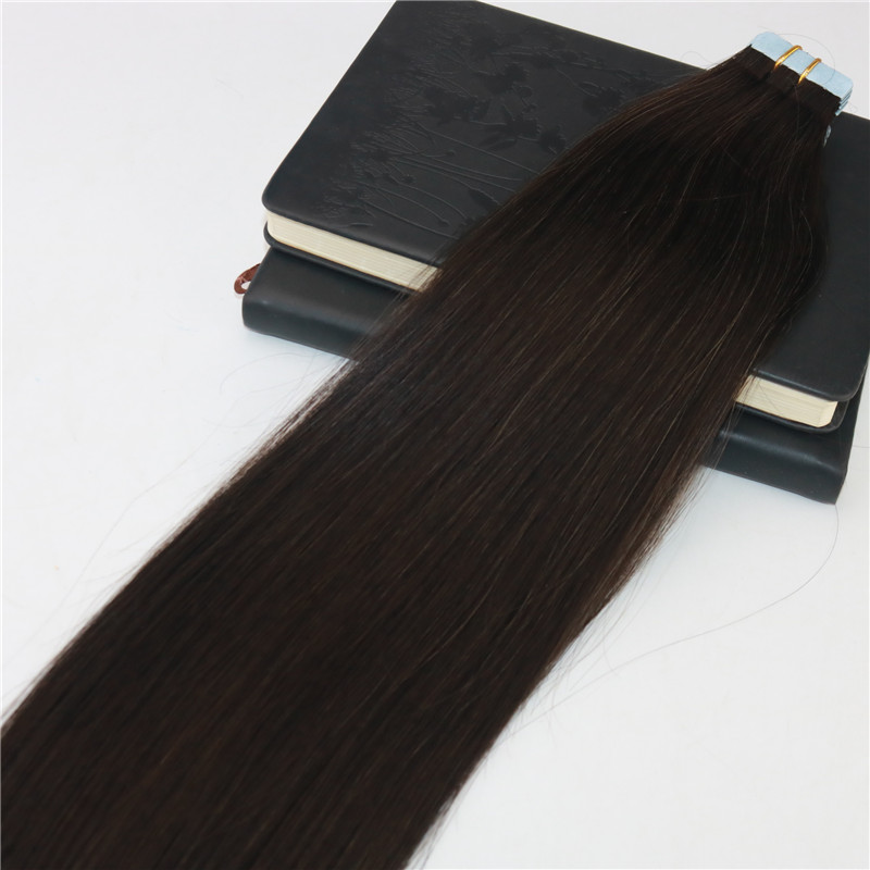#2 Darkest Brown Tape on Hair Extensions Skin Weft Remy Salon Professional PU Tape ins