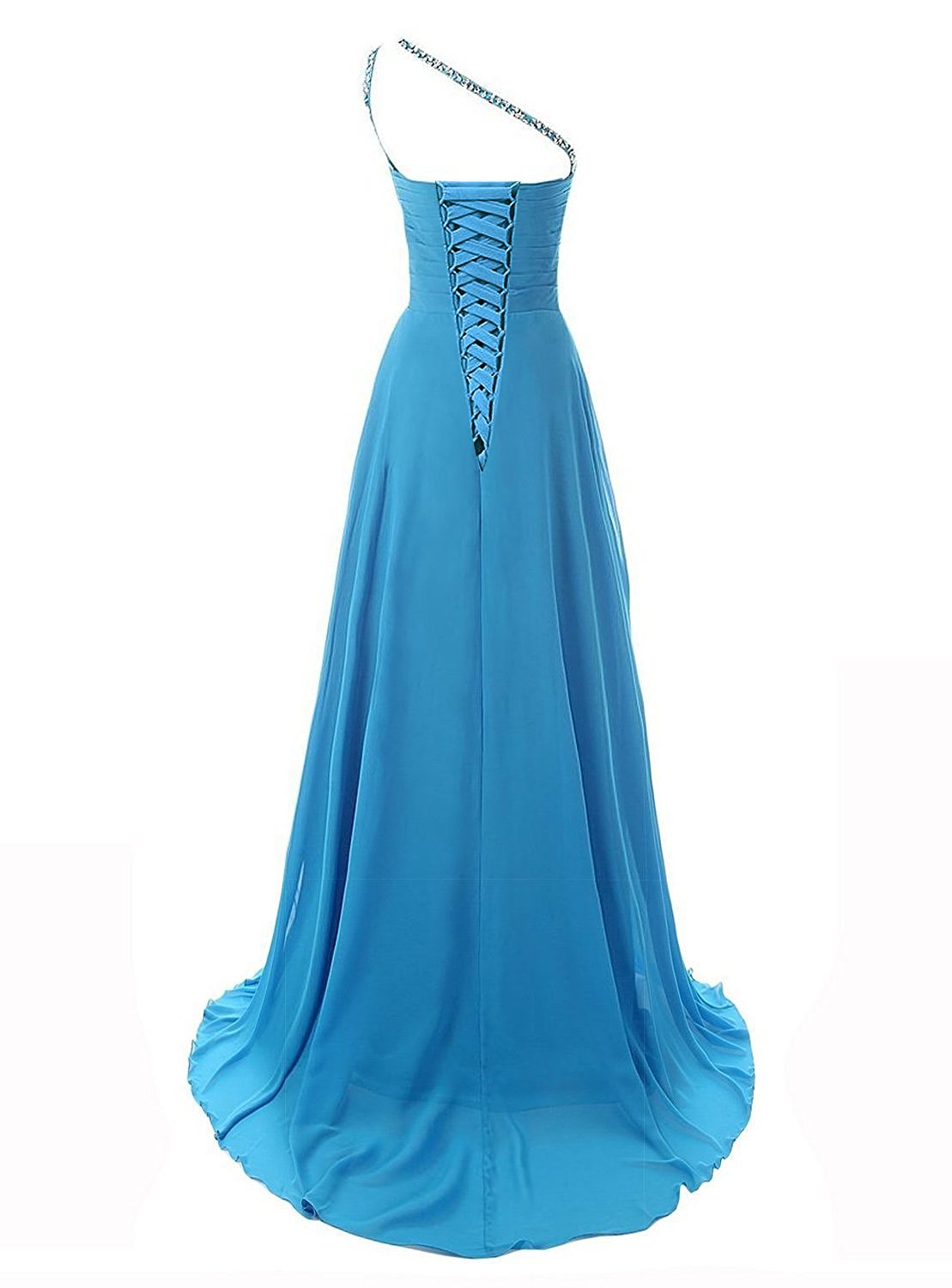 One Shoulder Gradient Chiffon Prom Dresses Sparkle Beaded Sequined Floor-Length Long Ombre Formal Evening Bridesmaid Party Gown Special Occasion Dress