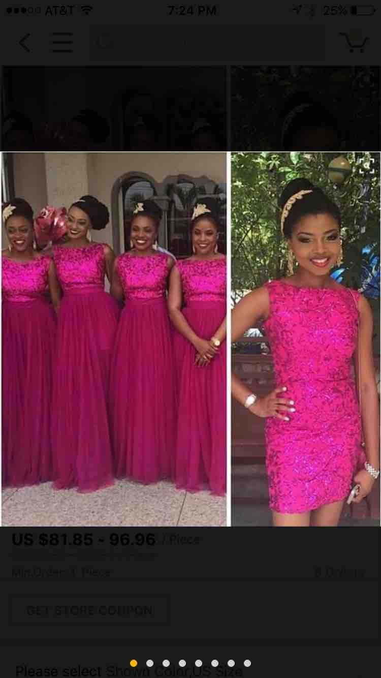 Fuschia Sequin Formal Bridesmaid Dresses With Removable Skirt Long Tulle Wedding Party Guest Dresses Nigerian African Style Plus