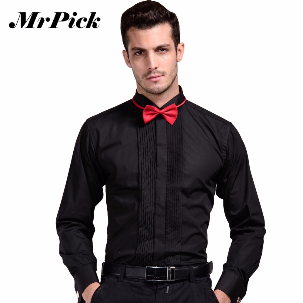 Wholesale- 2016 New French Cuff Button Shirt Men's Business Casual Shirts Wedding Dress Fashion Swallow Collar Shirts 3XL Z1542-Euro