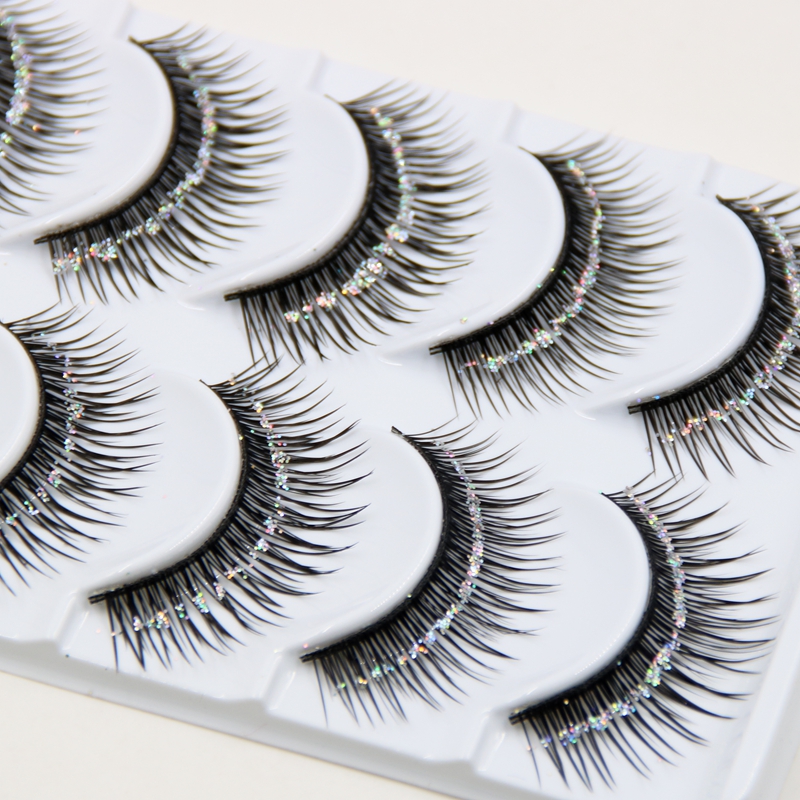 Hot!!! Natural False Eyelashes Bare Silver Sequins Glitter Makeup False Eyelashes Stage Makeup Bridal Makeup Thick False Eyelashes